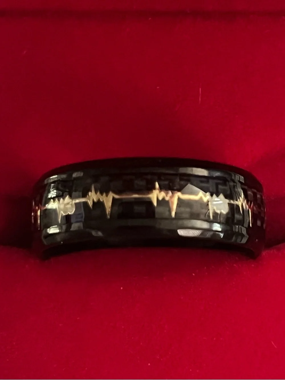 Classic Design Titanium Steel Black Lifeline Design Shine Finish 8mm Band S 11
